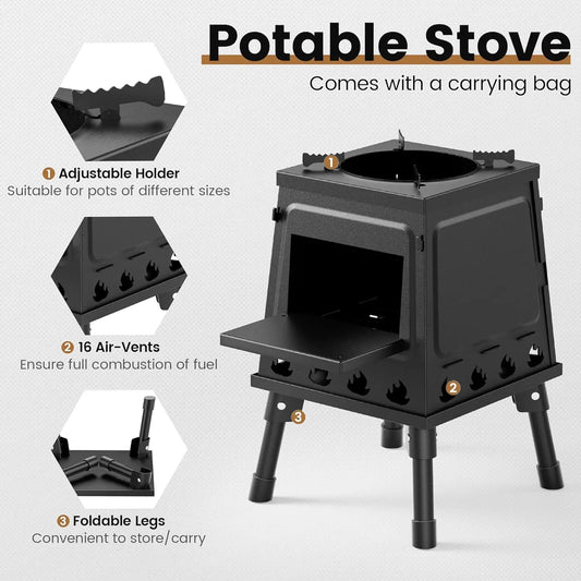 Portable Wood Burning Stove With Carrying Bag