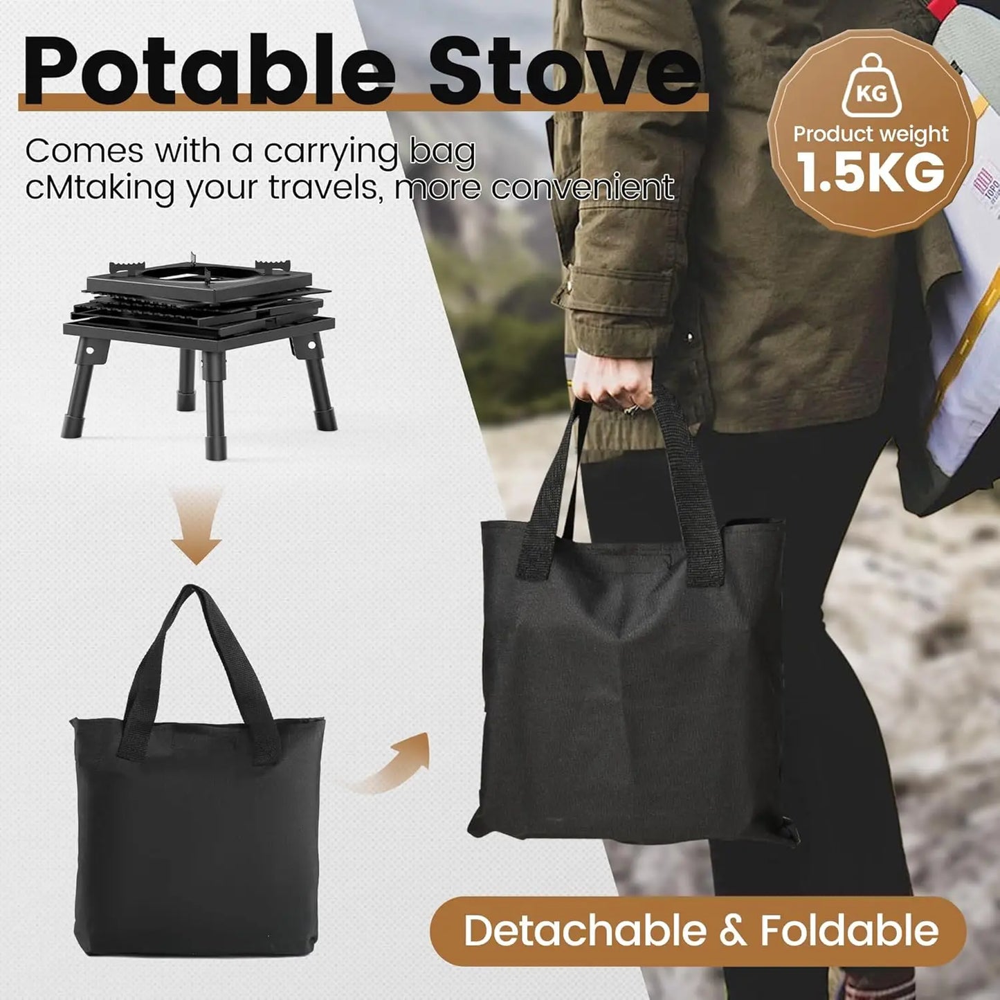 Portable Wood Burning Stove With Carrying Bag