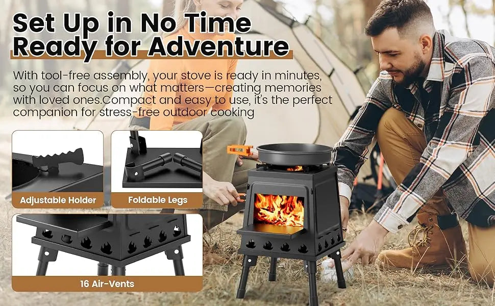 Portable Wood Burning Stove With Carrying Bag